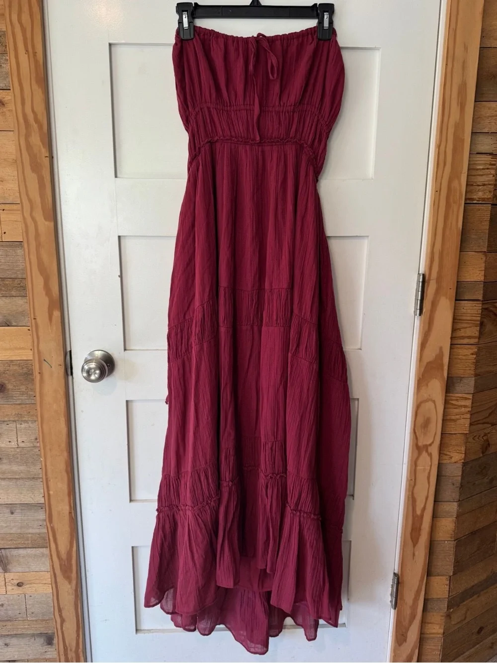 Free People Free-est Taking Sides Maxi Dress Tiered Aged Red Burgundy Size Large